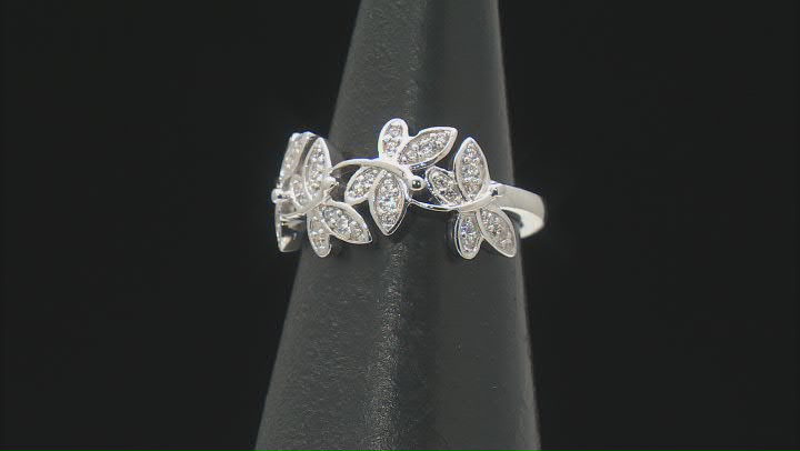 White Cubic Zirconia Over Silver Whimsy Collection Dragonfly Ring 0.44ctw Video Thumbnail