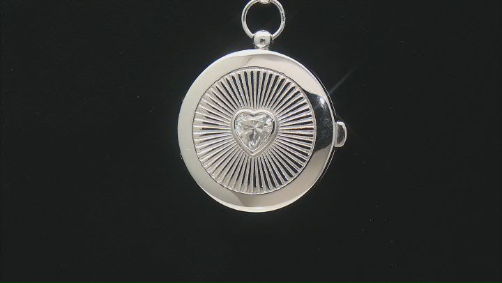White Cubic Zirconia Platinum Over Silver Heart of Love Pendant 1.43ctw Video Thumbnail