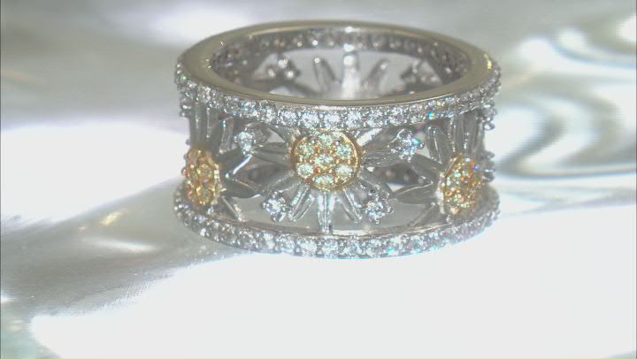 White And Canary Cubic Zirconia Platinum Over Silver Look Toward The Sun Ring 2.00ctw Video Thumbnail