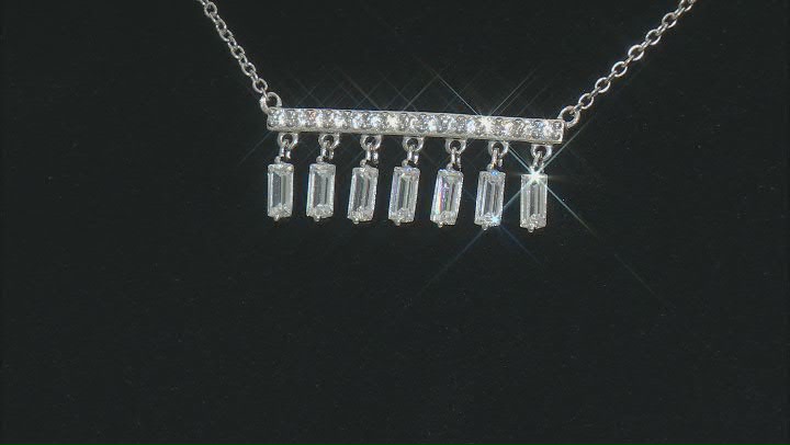 White Cubic Zirconia Platinum Over Sterling Silver Celestial Necklace 1.82ctw Video Thumbnail