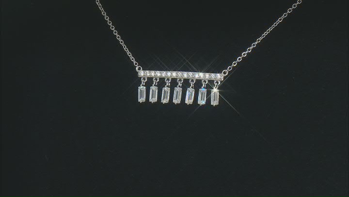 White Cubic Zirconia Platinum Over Sterling Silver Celestial Necklace 1.82ctw Video Thumbnail