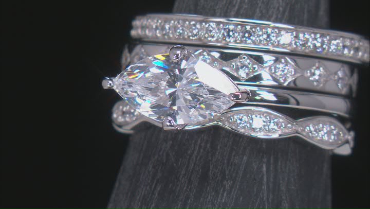 White Cubic Zirconia Platinum Over Sterling Silver Celestial Ring 1.90ctw Video Thumbnail