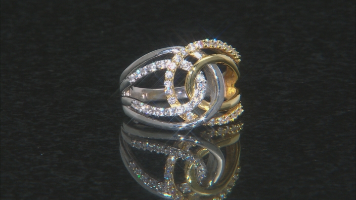 White Cubic Zirconia Rhodium & 18k Yellow Gold Over Sterling Silver Ring 1.23ctw Video Thumbnail