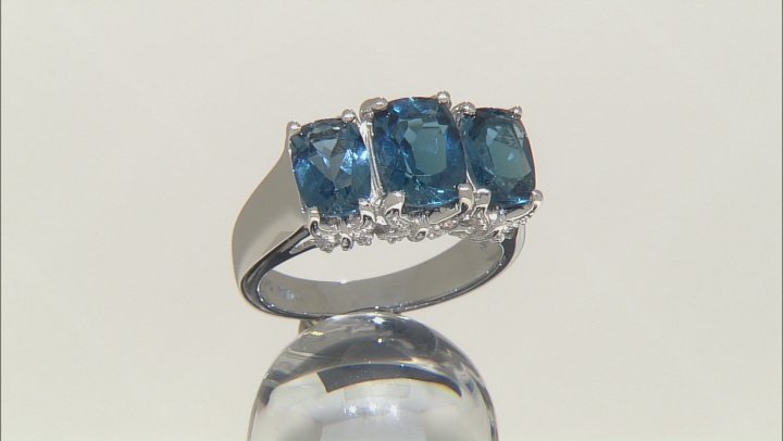 London Blue Topaz Rhodium Over Sterling Silver Ring 3.40ctw Video Thumbnail