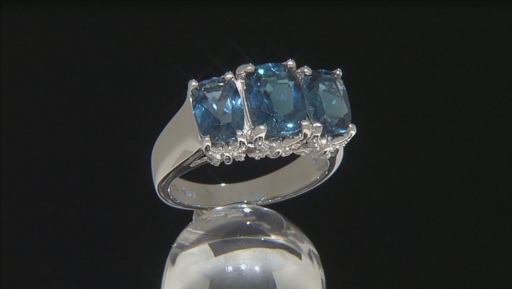 London Blue Topaz Rhodium Over Sterling Silver Ring 3.40ctw Video Thumbnail