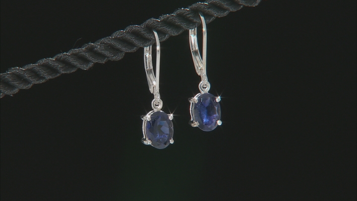 Purple Iolite Rhodium Over Sterling Silver Dangle Earrings 1.68ctw Video Thumbnail