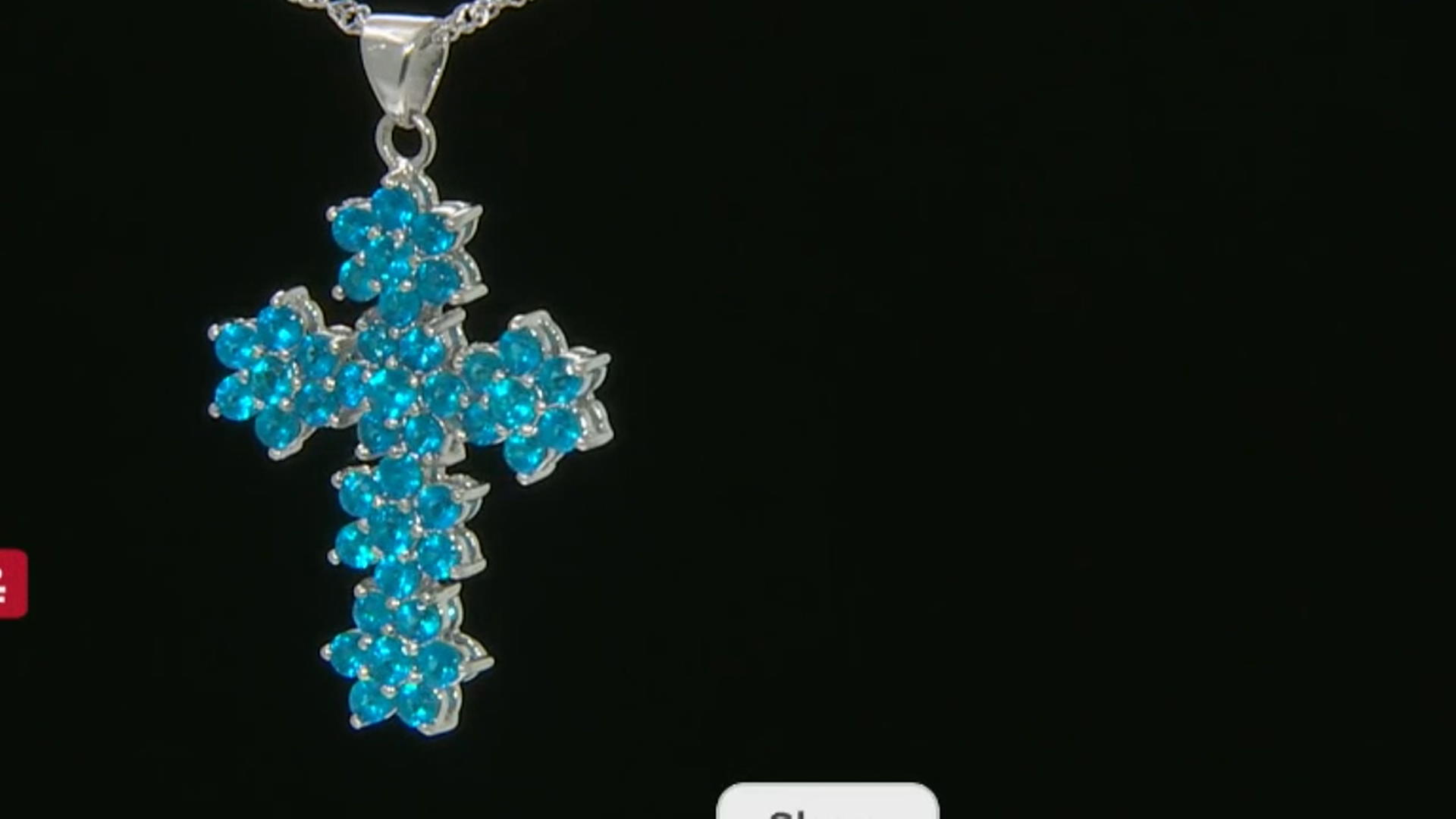 Blue Apatite Rhodium Over Sterling Silver Cross Pendant With Chain 3.25ctw Video Thumbnail