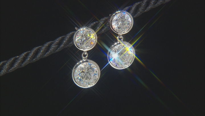 White Cubic Zirconia Rhodium Over Sterling Silver Dangle Earrings 8.89ctw Video Thumbnail