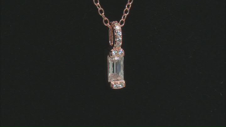 White Cubic Zirconia From 18k Rose Gold Over Sterling Silver Pendant With Chain 0.48tw Video Thumbnail