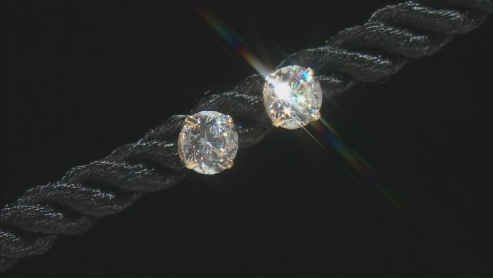 White Cubic Zirconia From 14k Yellow Gold Stud Earrings- Set of 3 6.15ctw Video Thumbnail