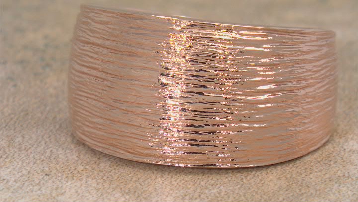 18k Rose Gold Over Bronze Satin Finish Cigar Band Ring Video Thumbnail