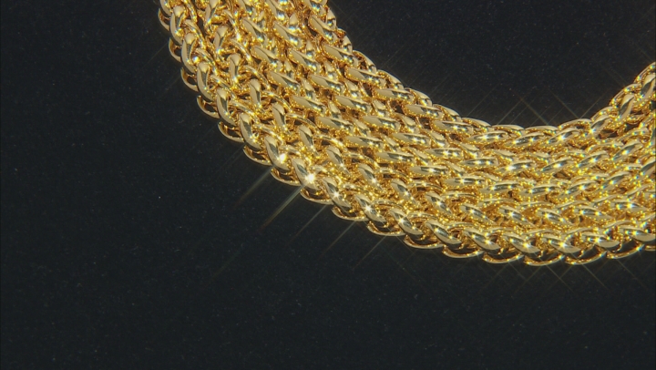 18k Yellow Gold Over Bronze Multi-Strand Spiga 9 inch Bracelet Video Thumbnail