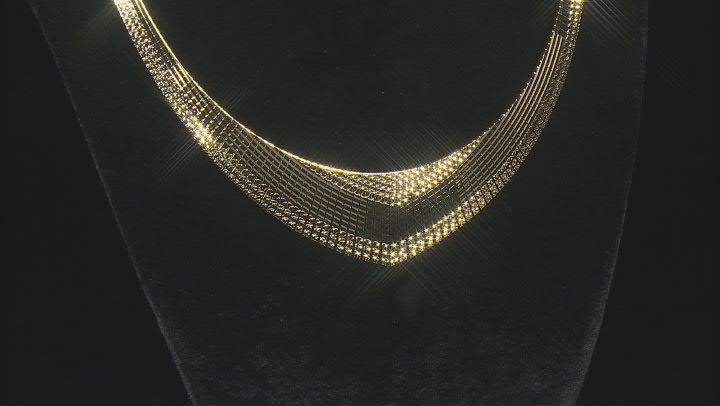 18k Yellow Gold Over Bronze Textured Graduated Omega 18 inch Necklace Video Thumbnail
