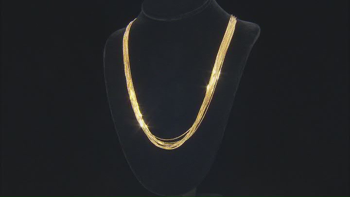 18k Yellow Gold Over Bronze Multi-Strand Square Snake 24 inch Necklace Video Thumbnail