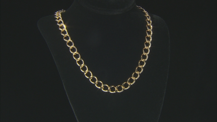 18k Yellow Gold Over Bronze Diamond Cut Curb 20 inch Necklace