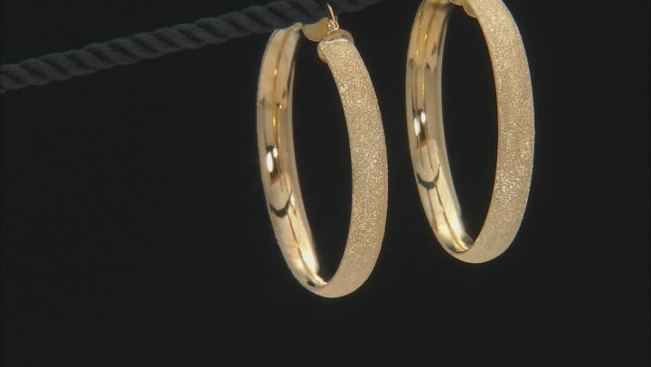 Moda Al Massimo® 18K Yellow Gold Over Bronze Diamond Cut Tube Hoop Earrings Video Thumbnail