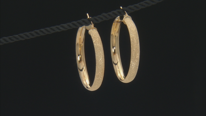 Moda Al Massimo® 18K Yellow Gold Over Bronze Diamond Cut Tube Hoop Earrings Video Thumbnail