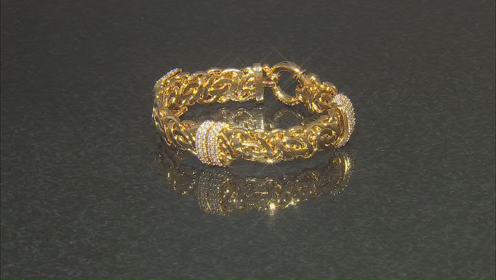 Moda Al Massimo®  White Cubic Zirconia, 18K Yellow Gold Over Bronze Designer Bracelet Video Thumbnail