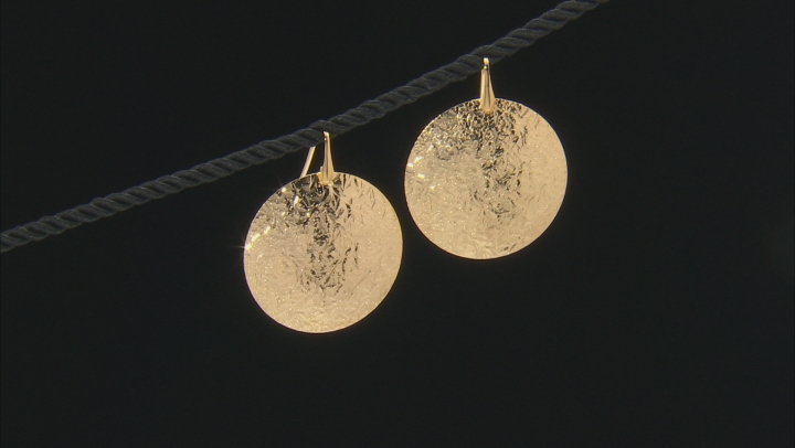 Moda Al Massimo™ 18k Yellow Gold Over Bronze Textured Disc Dangle Earrings Video Thumbnail