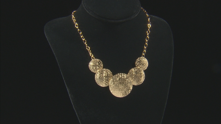 Moda Al Massimo™ 18k Yellow Gold Over Bronze Graduated Textured Disc 22 inch Necklace Video Thumbnail