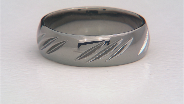 Moda Al Massimo Gunmetal Rhodium Over Bronze Diamond Cut Comfort Fit 6MM Band Ring Video Thumbnail