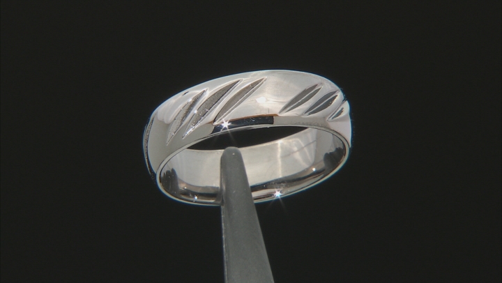 Moda Al Massimo Gunmetal Rhodium Over Bronze Diamond Cut Comfort Fit 6MM Band Ring Video Thumbnail