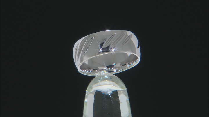Moda Al Massimo® Rhodium Over Bronze Comfort Fit 8MM Diamond Cut Band Ring. Video Thumbnail