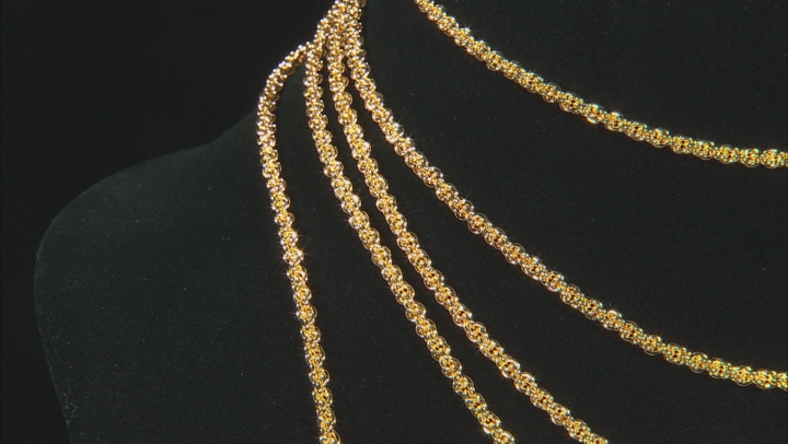 Moda Al Massimo 18K Yellow Gold Over Bronze Rope Tassel Wrap Necklace 100 Inches Video Thumbnail