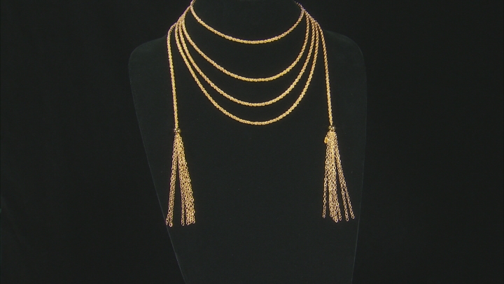 Moda Al Massimo 18K Yellow Gold Over Bronze Rope Tassel Wrap Necklace 100 Inches Video Thumbnail
