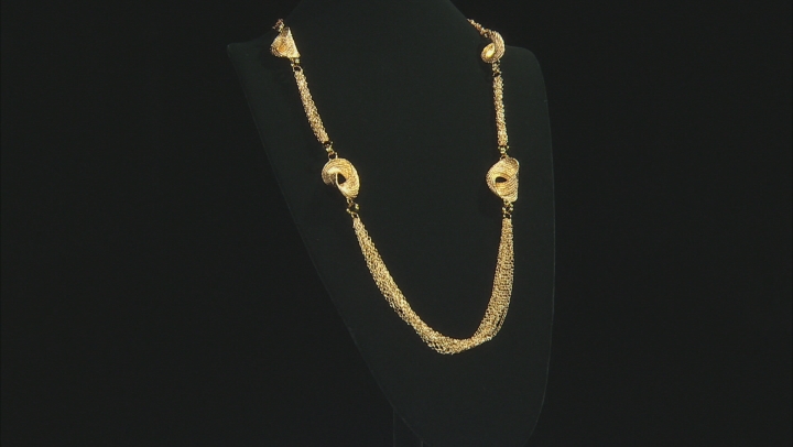Moda Al Massimo™ 18K Yellow Gold Over Bronze Multi-Strand Chain with Diamond Cut Knot Stations 38"