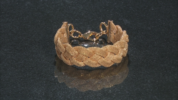 Moda Al Massimo® 18k Yellow Gold Over Bronze 20.93MM Woven Chain Bracelet Video Thumbnail