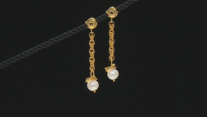 Moda Al Massimo™ 18K Yellow Gold Over Bronze Pearl Simulant Earrings Video Thumbnail