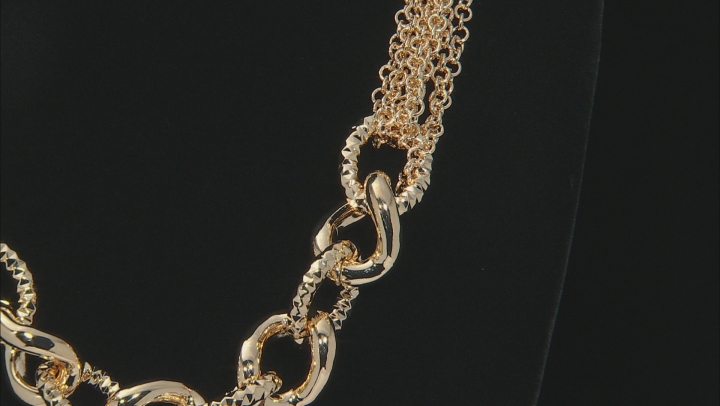 Moda Al Massimo™ 18K Yellow Gold Over Bronze Curb And Rolo Mixed Station 22" Necklace Video Thumbnail