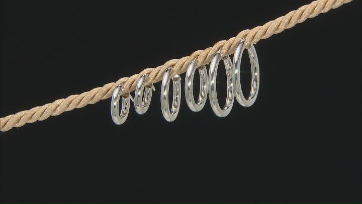 Platinum Over Bronze Set of 3 10MM-15MM-20MM Tube Hoop Earrings Video Thumbnail