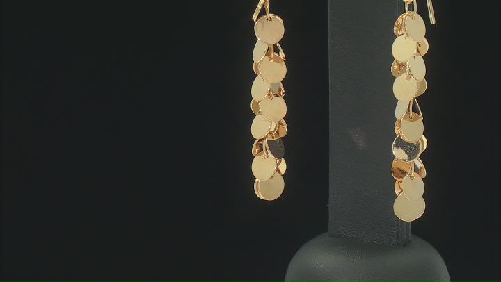 18K Yellow Gold Over Bronze Dangle Earrings Video Thumbnail