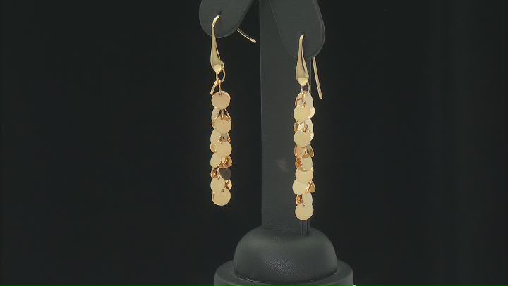 18K Yellow Gold Over Bronze Dangle Earrings Video Thumbnail