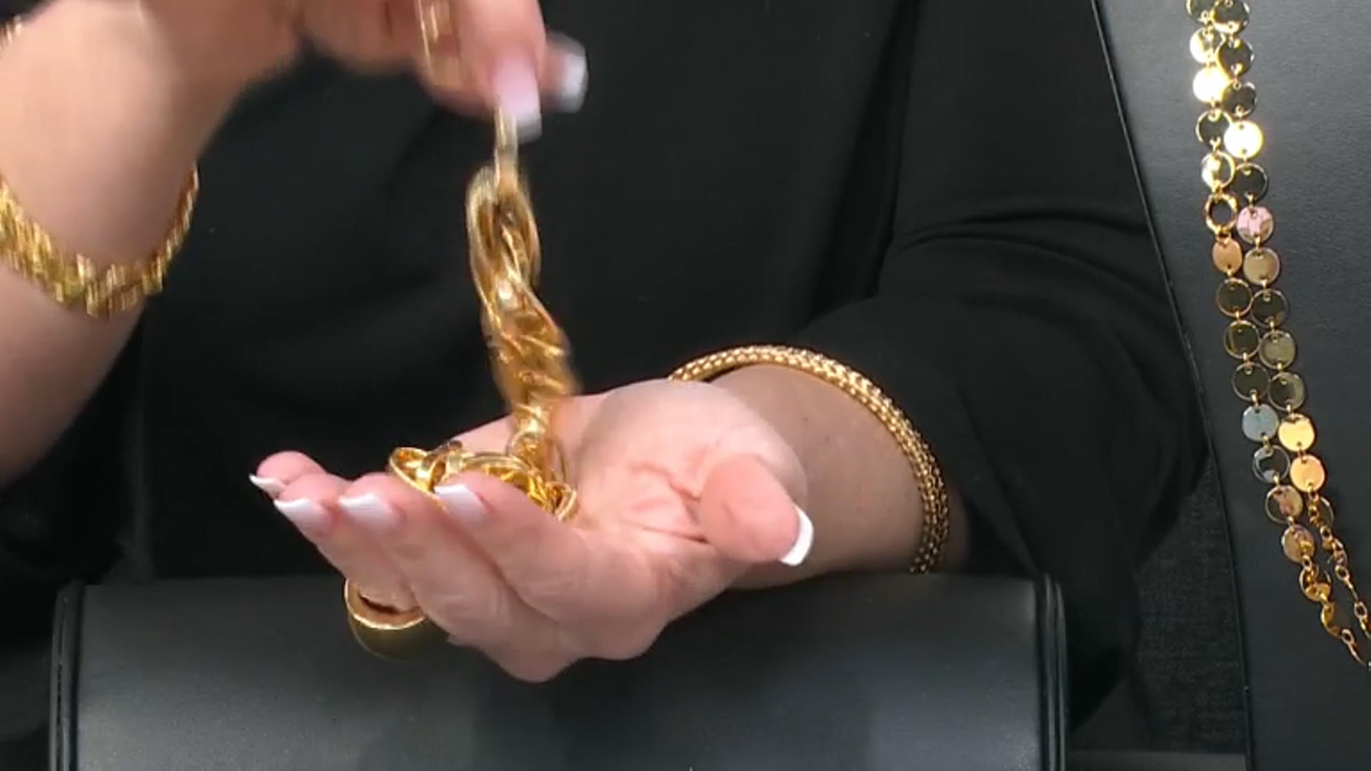 18K Yellow Gold Over Bronze Polished and Textured Torchon Link Bracelet Video Thumbnail