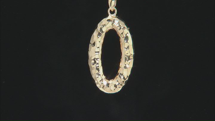 Moda Al Massimo® 18K Yellow Gold Over Bronze Hammered Oval Pendant with Cable Chain Video Thumbnail
