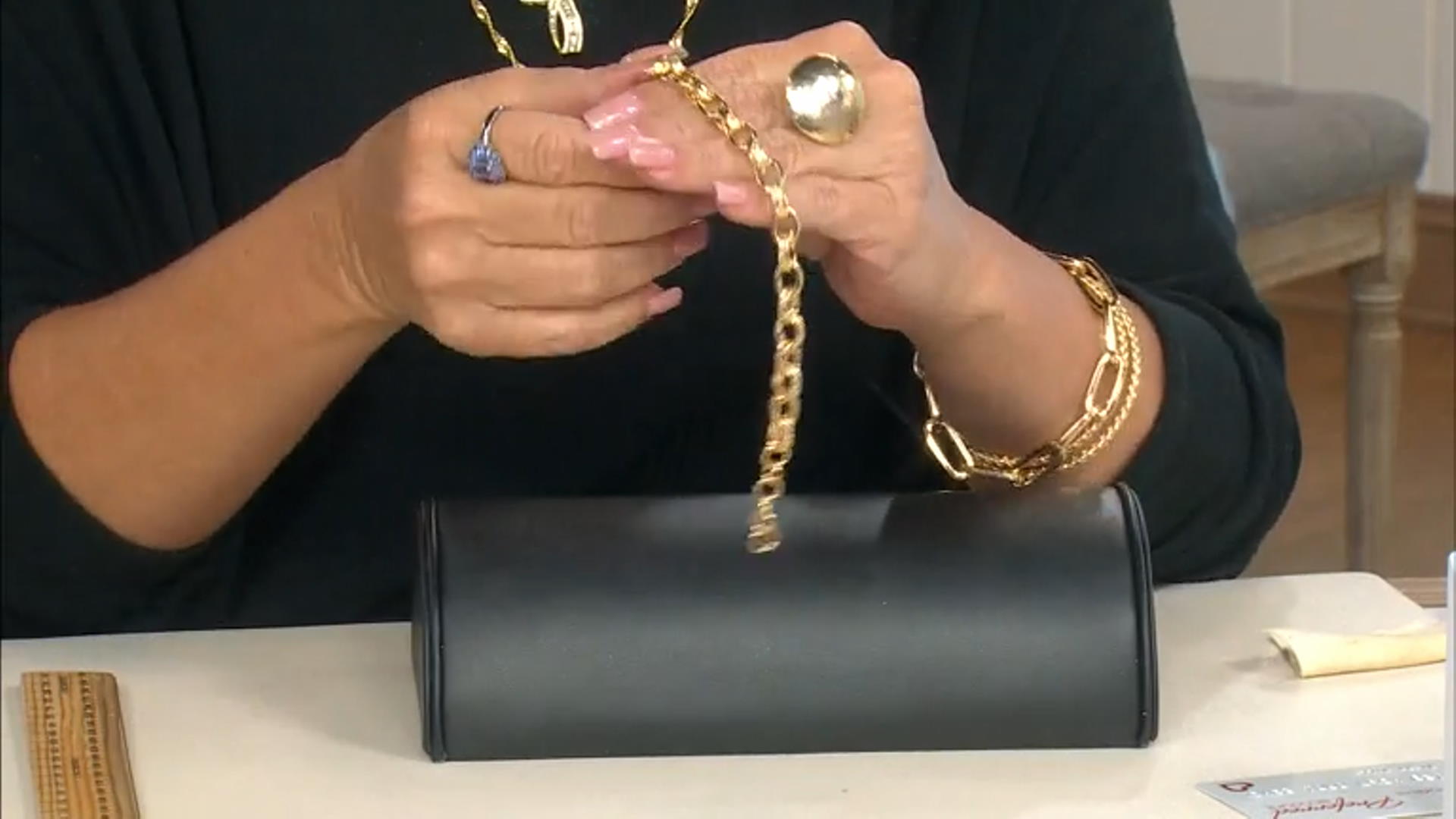 18K Yellow Gold Over Bronze Oval Rolo Link Bracelet Video Thumbnail