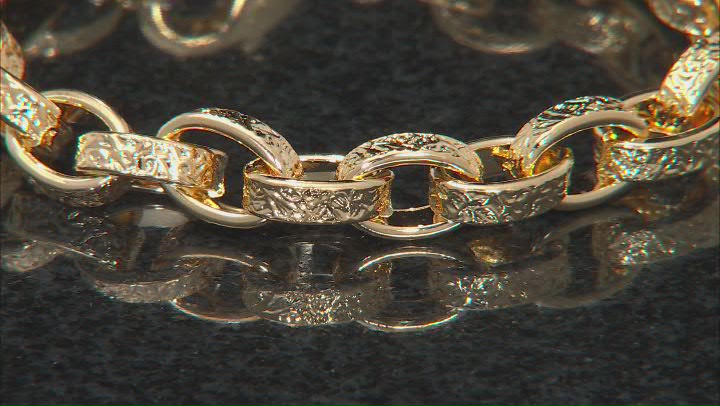 18K Yellow Gold Over Bronze Oval Rolo Link Bracelet Video Thumbnail