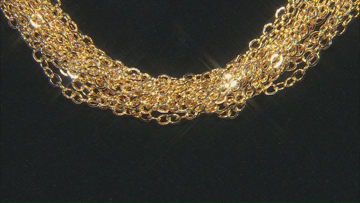 18K Yellow Gold Over Bronze Diamond-Cut Flat Rolo Necklace Video Thumbnail