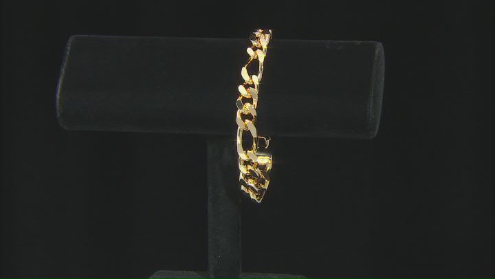 18K Yellow Gold Over Bronze 12MM Figaro Bracelet Video Thumbnail