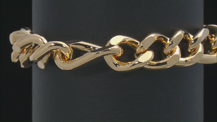 18K Yellow Gold Over Bronze Figaro Link Bracelet Video Thumbnail