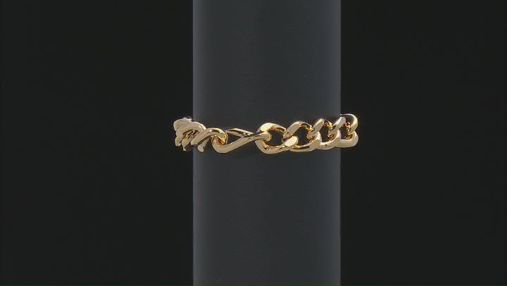 18K Yellow Gold Over Bronze Figaro Link Bracelet Video Thumbnail