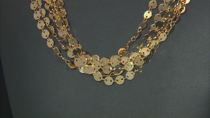 18K Yellow Gold Over Bronze Multi-Row Mirror Circle Necklace Video Thumbnail