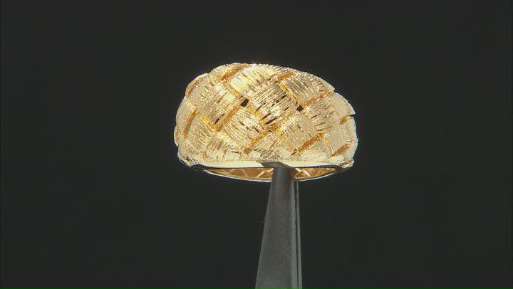 18K Yellow Gold Over Bronze Dome Woven Ring Video Thumbnail