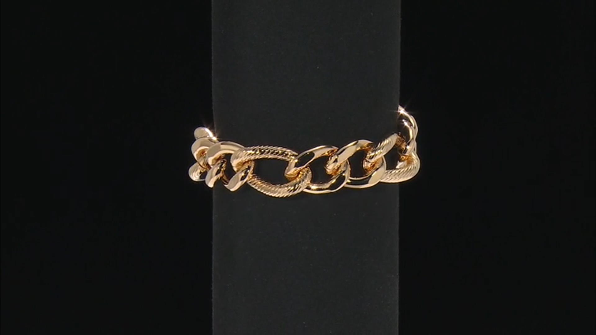 Moda Al Massimo® 18k Yellow Gold Over Bronze 2+1 Curb Bracelet Video Thumbnail