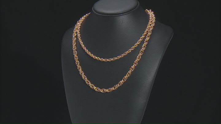 Moda Al Massimo® 18k Yellow Gold Over Bronze 2-Row Soft Twisted Oval Link 21 Inch Necklace Video Thumbnail