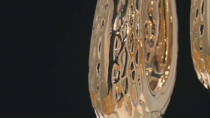 Moda Al Massimo® 18k Yellow Gold Over Bronze Textured Oval Hoop Earrings Video Thumbnail