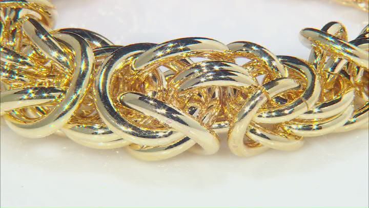 18k Yellow Gold Over Bronze Graduated Byzantine Bracelet Video Thumbnail
